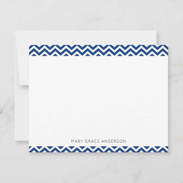 Navy Blue Chevron Modern Elegant Trendy Stylish Card (Front)