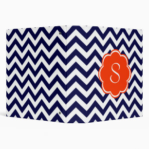 Navy Blue Chevron Monogram Binder