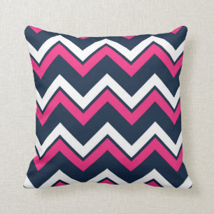 Navy Blue Chevron Pattern Decorative Throw Pillow