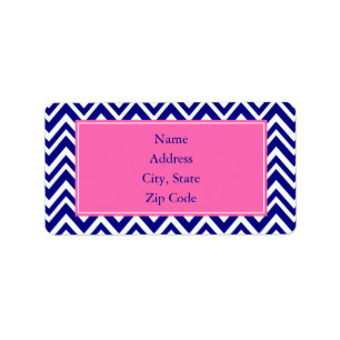 Navy Blue Chevron Pattern with Hot Pink Label