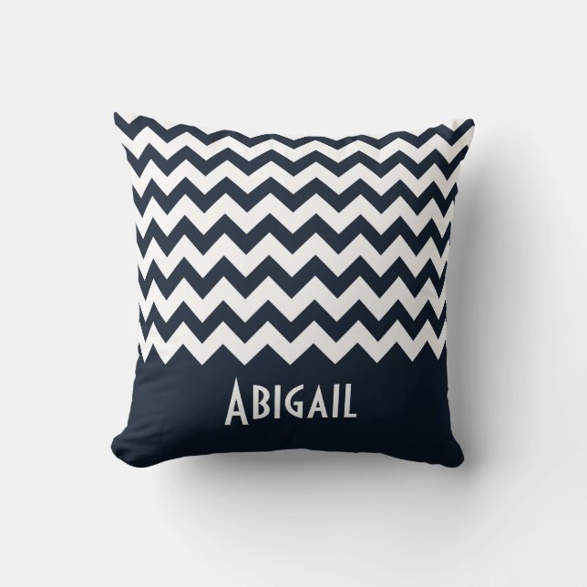 Navy Blue Chevron Throw Pillow (Front)