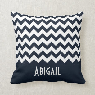 Navy Blue Chevron Throw Pillow