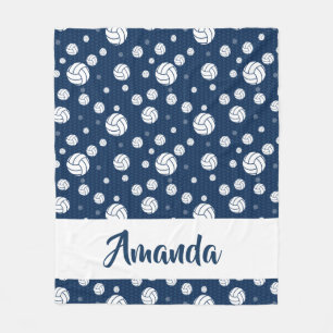 Navy Blue Chevron Volleyball Pattern Fleece Blanket