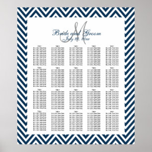 Navy Blue Chevron Wedding Seating Chart 200