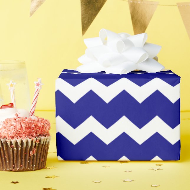 Navy blue chevron wrapping paper (Birthday Party)