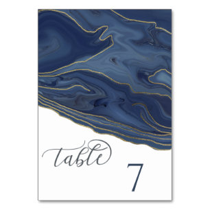 Navy blue  chic agate romantic elegant table number