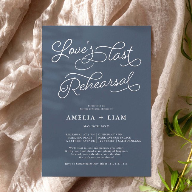 Navy blue chic Love last rehearsal dinner Invitation (Creator Uploaded)