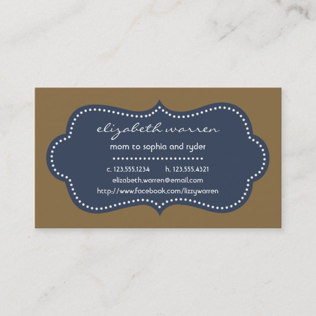 Navy Blue Chic Moderna Mommy Calling Card (Front)