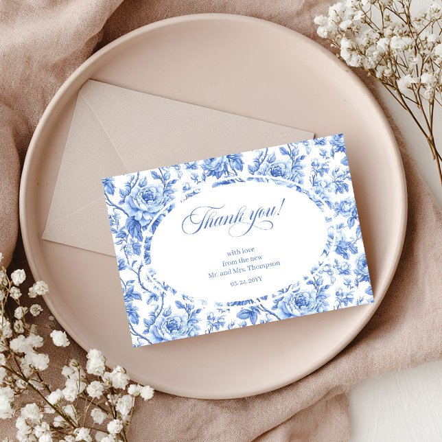 Navy Blue Chic Wedding Thank You Card (Navy Blue Chic Wedding Thank You Card)