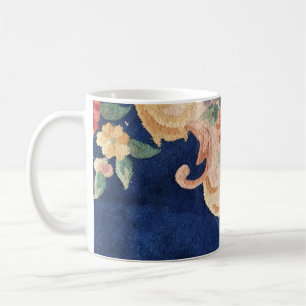 Navy Blue Chinese Rug design Diagonal Coffee Mug
