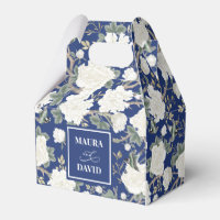 Navy Blue Chinoiserie Birds Flowers Wedding