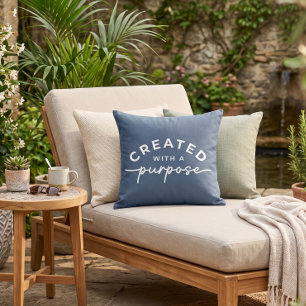 Navy Blue Christian quote Throw Pillow