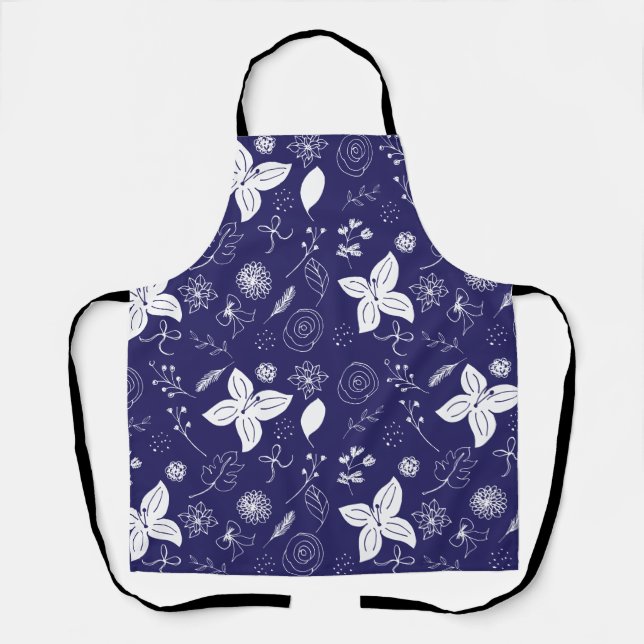 Navy Blue Christmas  Apron (Front)