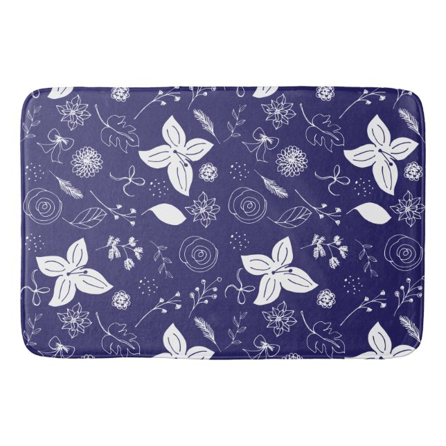 Navy Blue Christmas  Bath Mat (Front)