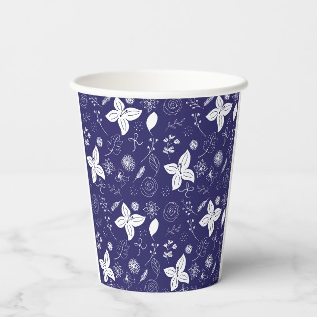 Navy Blue Christmas  Paper Cups (Back)