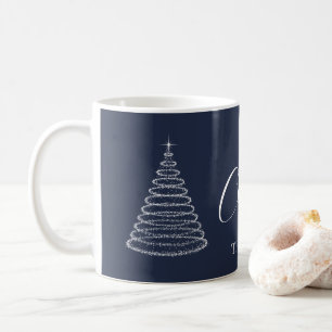 Navy blue Christmas personalized coffee mug