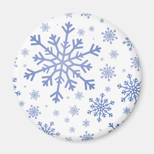 Navy Blue Christmas Snowflakes on Winter White Magnet