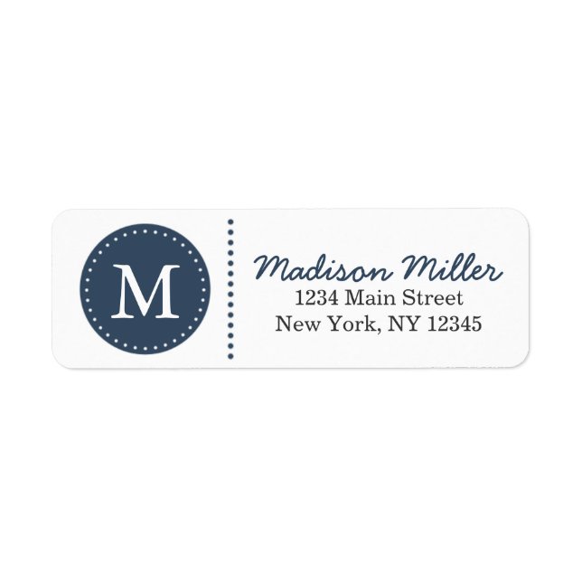 Navy Blue Circle Dots Custom Monogram (Front)