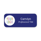 Navy Blue Circle Shaped Name Tag with Company Logo