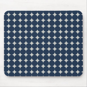Navy Blue Circles and Silver Diamonds Pattern Gift Mouse Pad