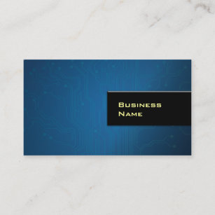 Navy Blue Circuit Layout Hi-tech Professional Business Card