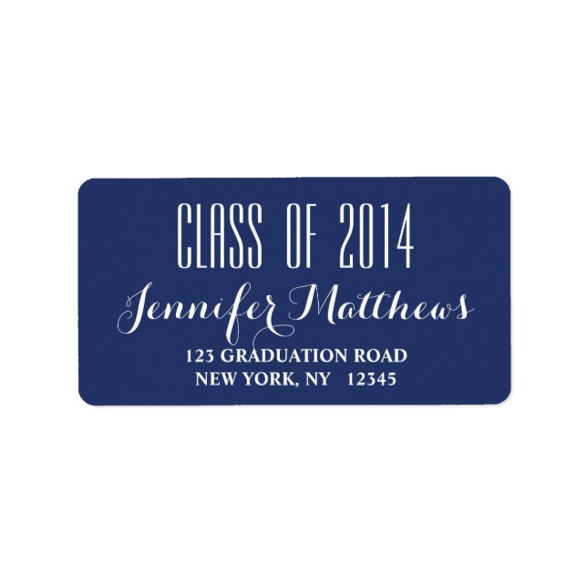 Navy Blue Class of 2014 Graduation Address Label (Front)