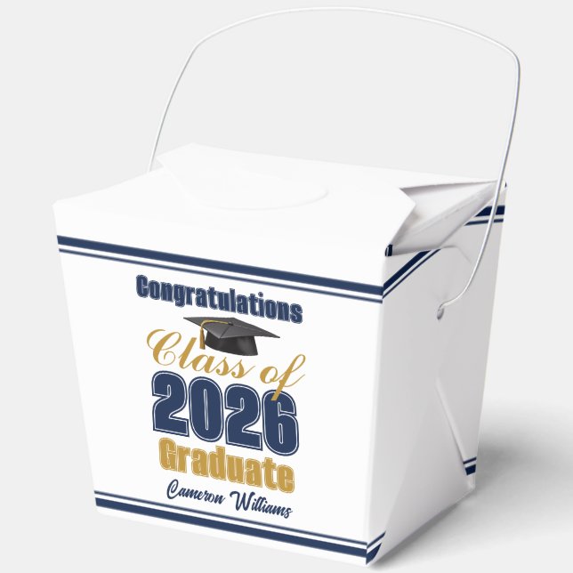 Navy Blue Class of 2026 Graduation Party Fortune Favor Box (Front)