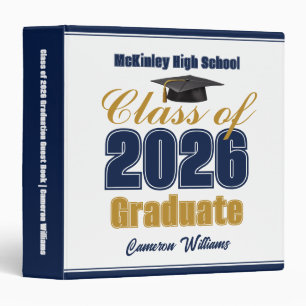 Navy Blue Class of 2026 Graduation Photo Album Binder