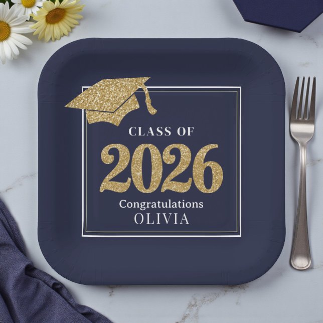 Navy Blue Class Of 2026 Paper Plate (Creator Uploaded)