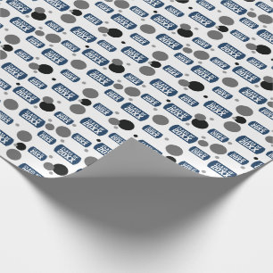 Navy Blue "Class Of" Dog Tag and Dots Pattern Wrapping Paper
