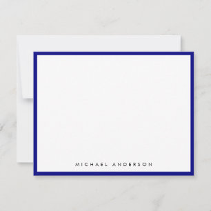 Navy Blue Classic Border Correspondence Note Card