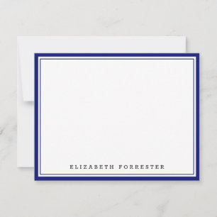 Navy Blue Classic Double Border Correspondence Card