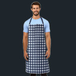 Navy Blue Classic Gingham Check Plaid Apron<br><div class="desc">Modern summer trend, picnic gingham plaid tartan pattern in navy blue and white colours.</div>