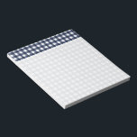 Navy Blue Classic Gingham Check Plaid Notepad<br><div class="desc">Modern summer trend, picnic gingham plaid tartan pattern in navy blue and white colours.</div>