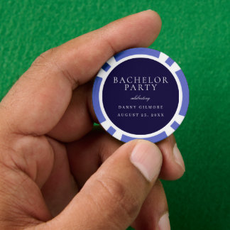 Navy Blue Classic Mens Bachelor Party Poker Chips
