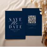 Navy Blue Classic Save The Date Non Photo QR Code<br><div class="desc">This classic save the date design features a navy blue colour scheme and a modern QR code option to deliver your upcoming wedding information. This design is fully customizable with your text and URL for the QR code. Perfect for a nautical wedding!</div>