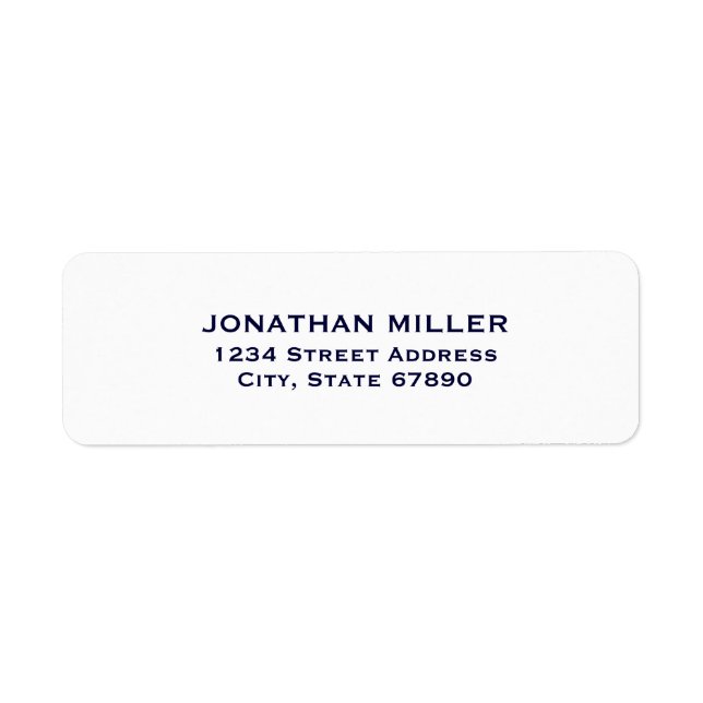 Navy Blue Classic Typography White Return Address (Front)