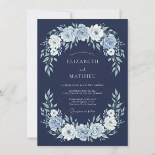 Navy Blue Classic Winter Wedding Invitation