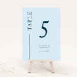 Navy Blue Clean Line Wedding Table Number<br><div class="desc">Simple and modern wedding table number featuring a line on the side. The colour is in navy blue.</div>