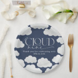 Navy Blue cloud nine shower modern stylish Paper Plate<br><div class="desc">Navy Blue cloud nine shower modern stylish elegant party favour decor paper plate design.</div>