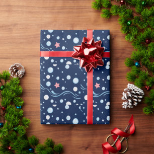 Navy Blue Coastal Ocean Wrapping Paper