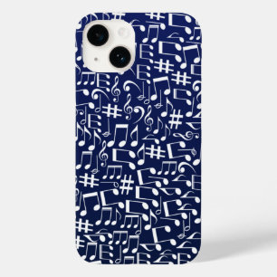 Navy Blue Cobalt Blue White Dancing Music Notes Case-Mate iPhone 14 Case