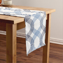 Navy Blue, Cobalt Interlocking Lines Table Runner