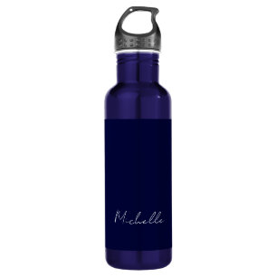 Navy Blue Colour Plain Modern Own Name Calligraphy 710 Ml Water Bottle