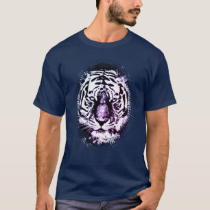 Navy Blue Colour Pop Art Tiger Head Elegant T-Shirt