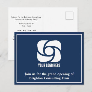 Navy Blue Company Advertising Business Logo Postcard