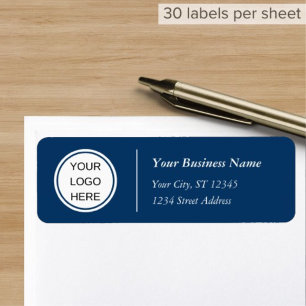 Navy Blue Company Business Logo Return Address