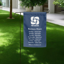 Navy Blue Company Logo Custom Business Hours