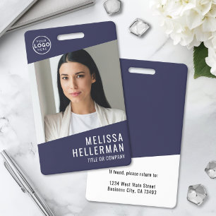 Navy Blue Company Logo Employee ID Badge