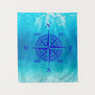 Navy Blue Compass Rose Tapestry